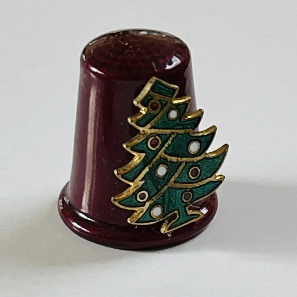Sewing Quilting Thimble Christmas Tree‎ Red Collectible Holiday